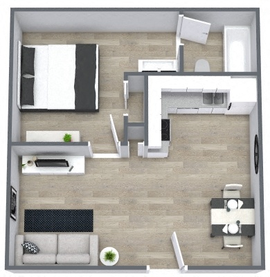Floor plan layout diagram for The Boxcar